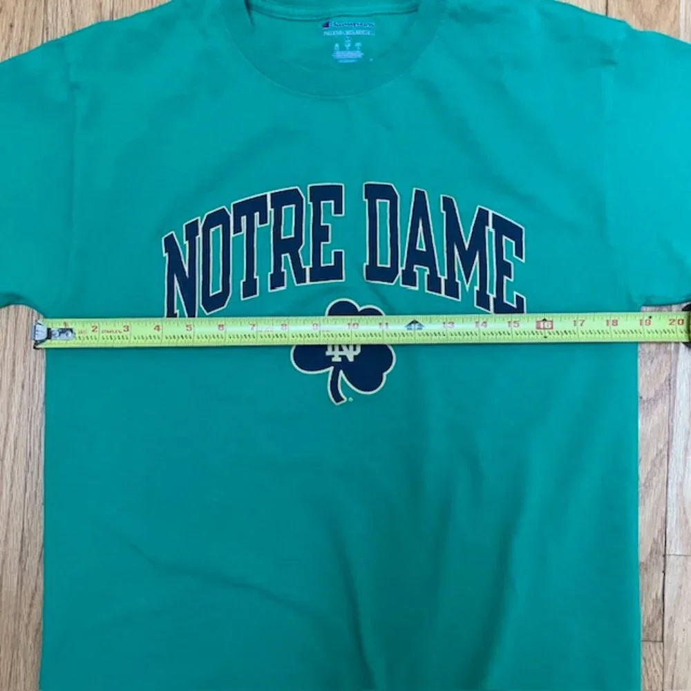 Champion Notre Dame Green 100% cotton short sleeve T shirt size M - Picture 6 of 7